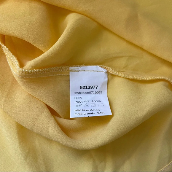 Shein Lemon Yellow Open Keyhole Tie Sleeve Blouse Medium Women’s - Picture 11 of 12